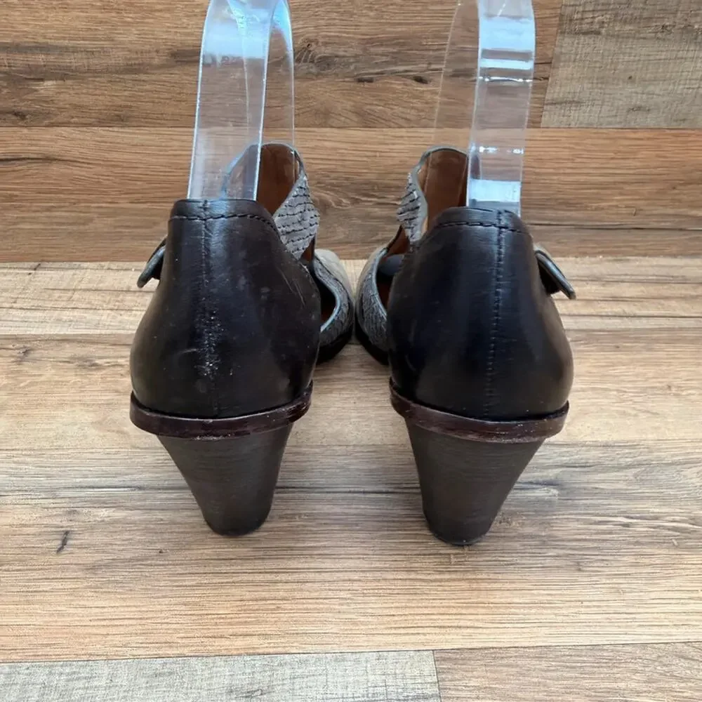 H.S. Trask size 9.5 brown suede sandals heels wedge shoes